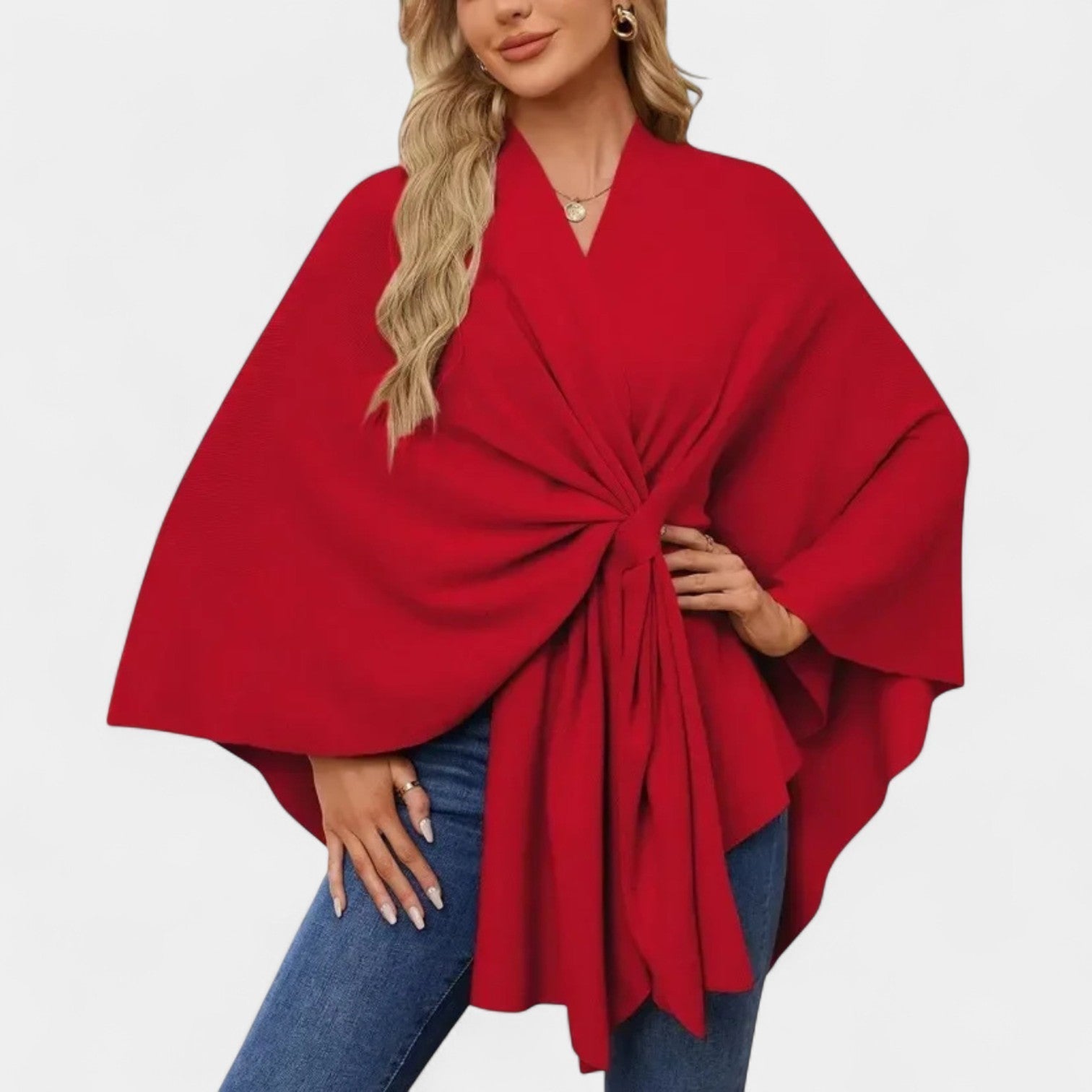 Daniela – Elegantní splývavé pončo s uzlem
