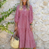 Arlette | Geometrické midi šaty s dlouhými rukávy
